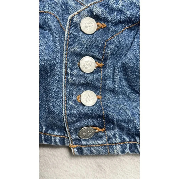 Bongo Vintage Y2k Womens Denim Vest Halter Crop Top Grunge 90s Rare Made In USA - Picture 5 of 9